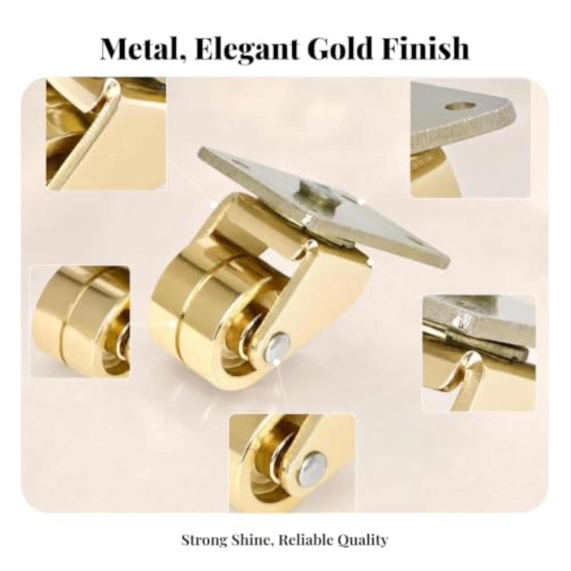 Gold-Colored Vertical Piano Swivel Caster, 1 Pack