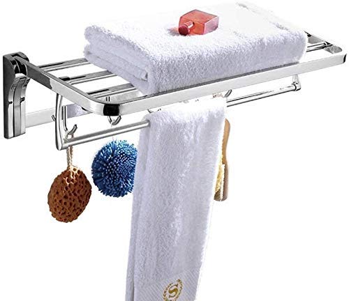 Support de rangement double pliable et porte-serviettes mural poli avec crochets