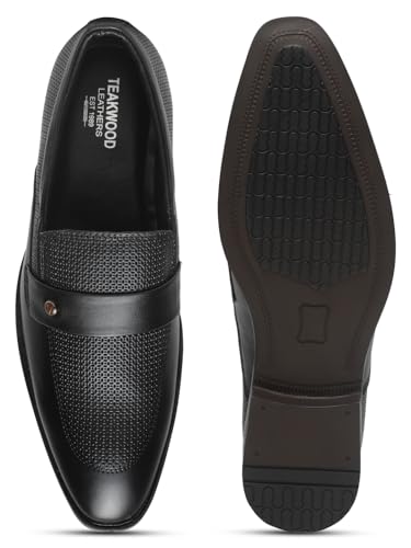Image of TEAKWOOD LEATHERS Mens's Textured Leather Flexible 360 Moccasins, Stylish Classy Leather Shoes for Men