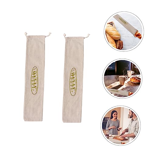 Bolsa de pan reutilizable de lino y algodón pack de 2 unidades con cordón ajustable para cocina 7
