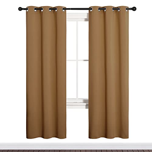 Image of NICETOWN Sleek Blackout Curtains 72 inches Length for Windows, Noise Reducing and Block Draft Panels for Door Doorway Laundry Office Luxury Decor Theme (2 Panels, Gold Brown, W34 x L72 -Inch)