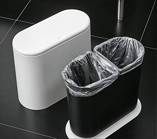 Ieek TRASH CAN With Press Top Lid,2.4 Gallon/10 Liter Garbage Can Modern Waste Basket For Bathroom,Living Room,Office,Kitchen And Narrow Spaces,Grey thumb #4