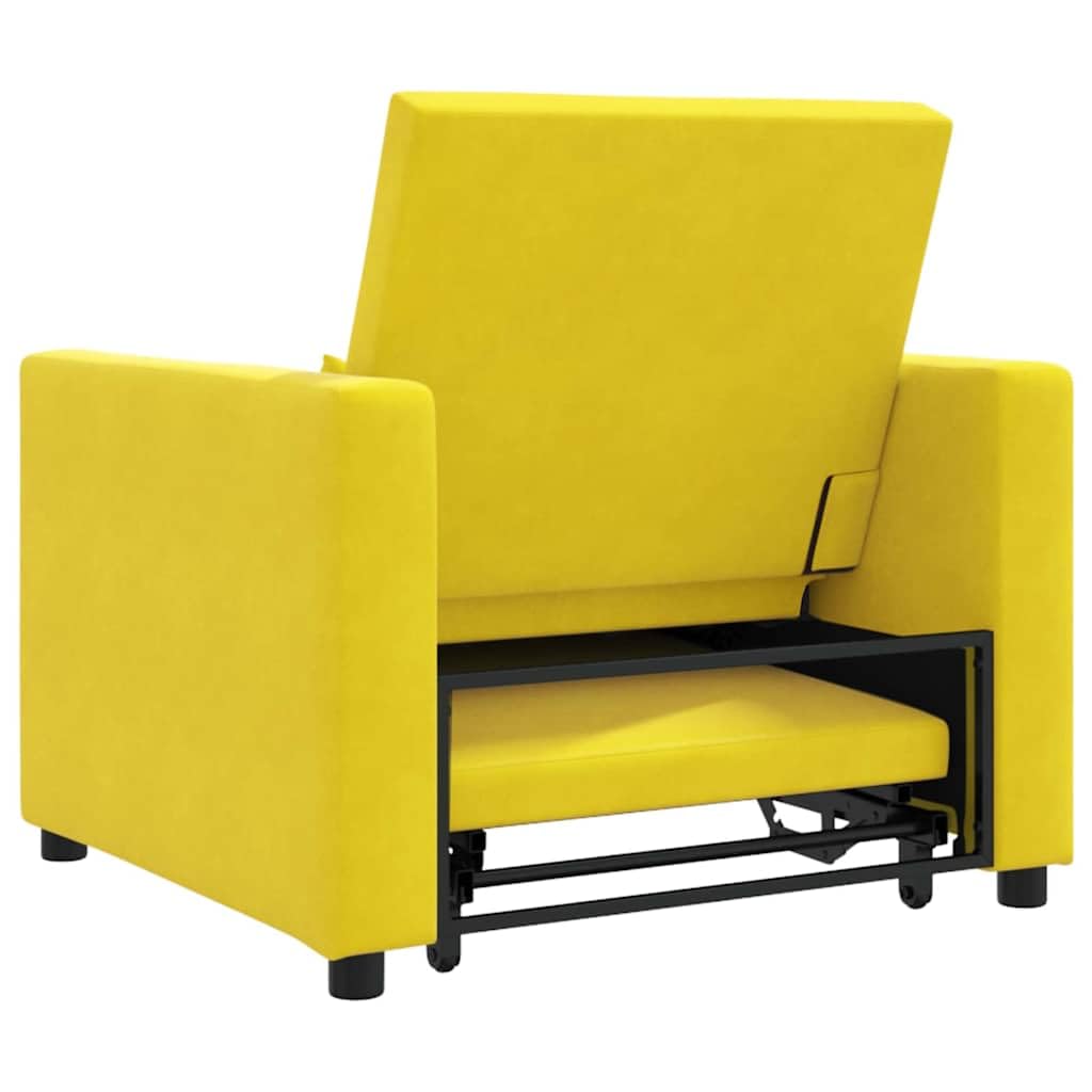 Sofá cama extensible individual con ruedas, terciopelo amarillo, marco de acero, convertible 3 en 1 como sillón, sillón reclinable y cama, tamaño compacto para sala de estar y habitación de