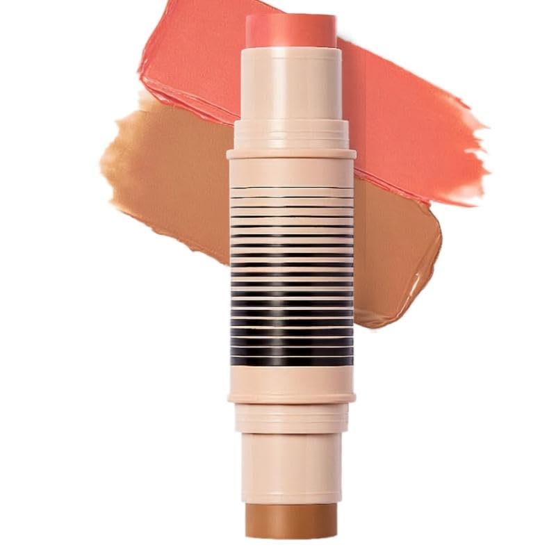 DIBS - Blush & Bronzer Stick - Dual-Ended Face Makeup Stick - Smooth Blendable Finish - Natural-Looking Color - Color: (Out of Office/Vacay Vibes)(Warm coral/light with warm terracotta undertones)