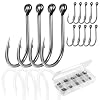 Jinlaili Pack of 200 Fishing Hooks 10 Sizes Sea Fishing Hooks Durable Fishing Hooks with Barbs Carbon Steel Carp Fishing Hooks Fishing Accessories for Catching Fish with Transparent Storage Box