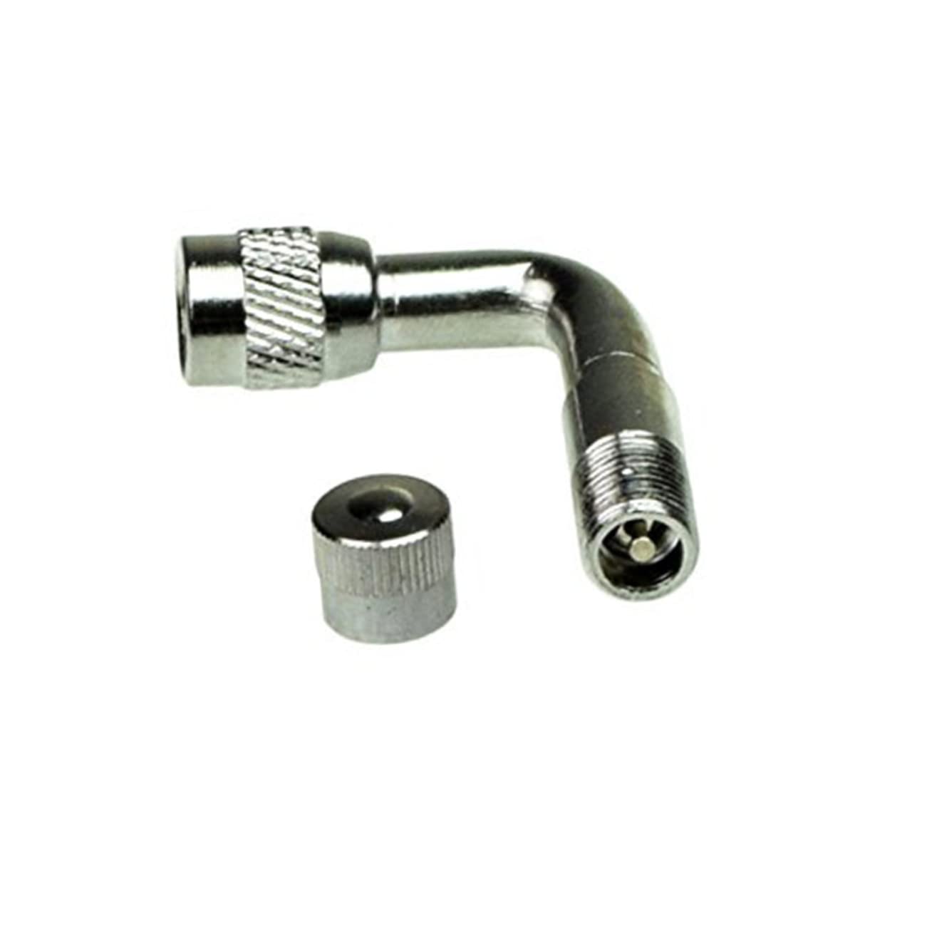 Cabilock 2Pcs Angled Valve Extension Adapter Stem Extenders for Car Motorcycle Scooter and Bike Durable Silver Finish for Easy Inflation and Deflation