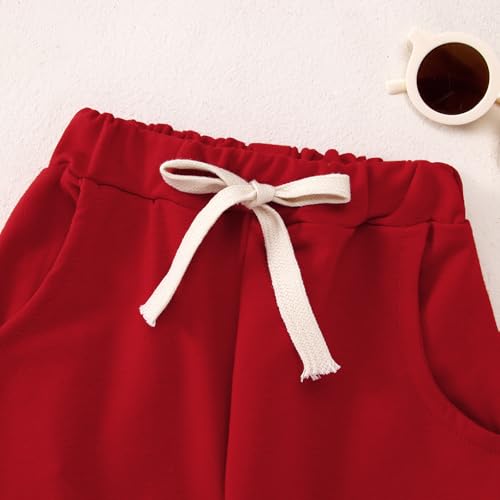 CM C&M WODRO Baby Outfit Jungen Mädchen Kleidung Kinder Sweatshirt + Hose Zweiteiler Set Neugeborene Babykleidung Einfarbig Pullover mit Taschen Bequeme Warme Herbst Langarmshirt(Rot,18-24Monate)