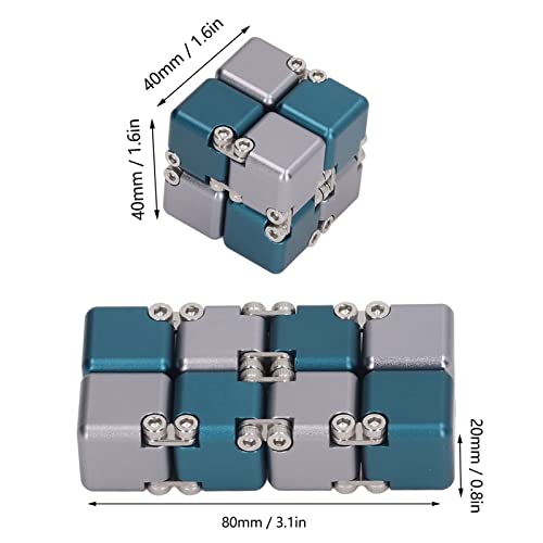 Legierung, Angstlinderung, Flip-Blöcke, Spielzeug, Stressabbau-Spielzeug für Sensorisches Zappeln, Handblöcke, Kompakt, für Reisen, Büro, Arbeit (Blau grau)