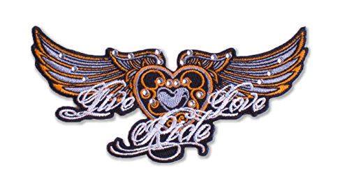 Damen Biker-Flicken: Live Love Ride, bestickt: fünf Farben: Orange, klein