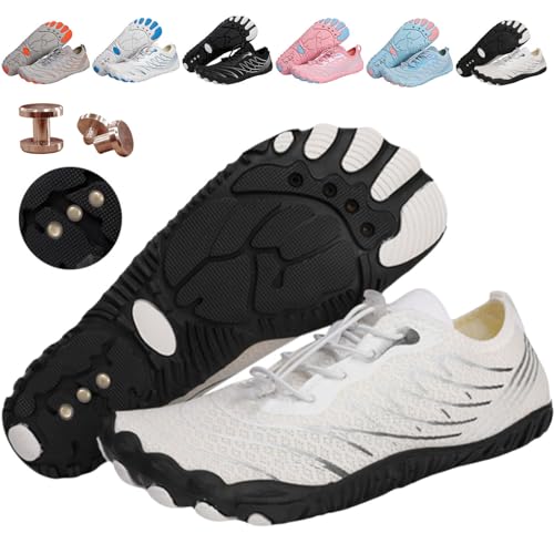 Grounding Shoes with Copper, Grounded Footwear for Women and Men, Soft Comfortable Fully Experience Benefits of Grounding (White Gray, Adult, Men, 7, Numeric, US Footwear Size System, Medium)
