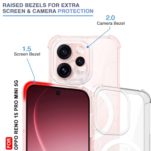 Image of AESTMO Clear Back Cover for Oppo Reno 15 Pro Mini 5G | 360 Protection | Transparent Back Cover for Oppo Reno 15 Pro Mini 5G (PC + TPU, Compatible with MagSafe Accessories, Transparent Bumper)
