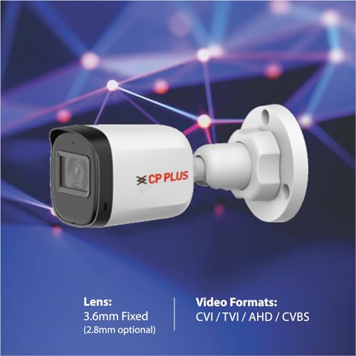 Image of CP PLUS 5MP Outdoor Bullet CCTV Camera | 3.6mm Fixed Lens | Smart IR Night Vision 30M | Built-in Mic | 2D DNR | BLC | Analog 4-in-1 AHD /TVI /CVI /CVBS Output | HD Surveillance Camera | CP-URC-TC51PL3C