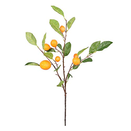 RTWAY Branche de citron artificielle, faux citron jaune avec feuilles vertes et tiges de citrons jaunes artificielles avec 7 citrons artificiels pour photographie, maison, orange Cover