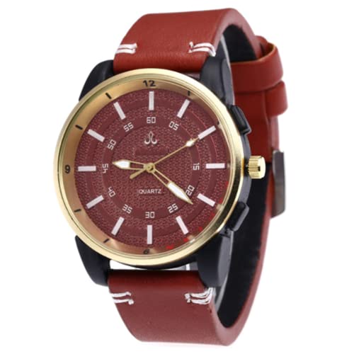 Preisvergleich Produktbild ITVIP Freizeituhr für Herren Personalisierte Skala Roségold rundes Gehäuse analoge Quarzuhr hochwertige Gürtel Sportuhr (Leichter Kaffee)