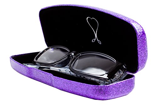 Spunkysoul Mystic Purple Medium Premium Fashion Women's Hard Eyeglasses Case | Smooth Glitter | Bonus Cleaning Cloth #TOP3
