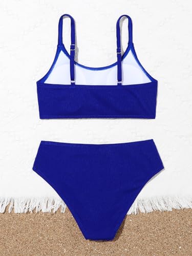 OYOANGLE Girls' Two Piece Swimsuit High Waist Bikini Set Solid Swimwear Bathing Suit2