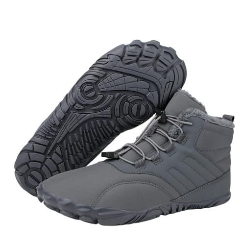 Barefoot Hiking Shoes Women Men Winter Warm Wide Toe Box Snow Boots Minimalist Zero Drop Outdoor Shoe Non Slip Soft Sole Sneakers Comfort Outdoor Ankle Booties Five Finger Sneakers Hike Walking Shoes