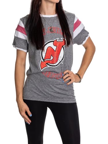 Calhoun NHL Ladies Loose Fit Varsity Style Retro Lounge T-Shirt (New Jersey Devils, Small)