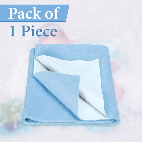 Image of GLUN Quick Dry Absorbent Baby Bed Sheet for Mattress Protector, Pack of 1 Baby Blue Bed Sheet, Size 50x70cm, Waterproof, Quick Drying Material, Anti-Itching Cloth