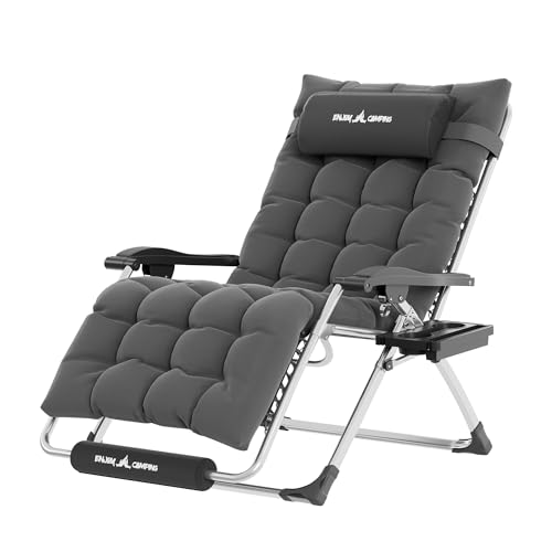 Image of UDPATIO Oversized Zero Gravity Chair Patio Reclining Chairs with Cushion | 29In Outdoor Folding Recliner with Pillows,Cup Holder, Foot Rest, Detachable Pad, Locking Gentle Grey-xl