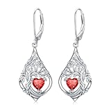 TOUPOP Pendientes de plata de ley 925 para mujer, diseño de árbol de la vida, piedra natal, regalo de aniversario, Navidad o cumpleaños para esposa o novia, talla única, Plata de ley, Piedra natal