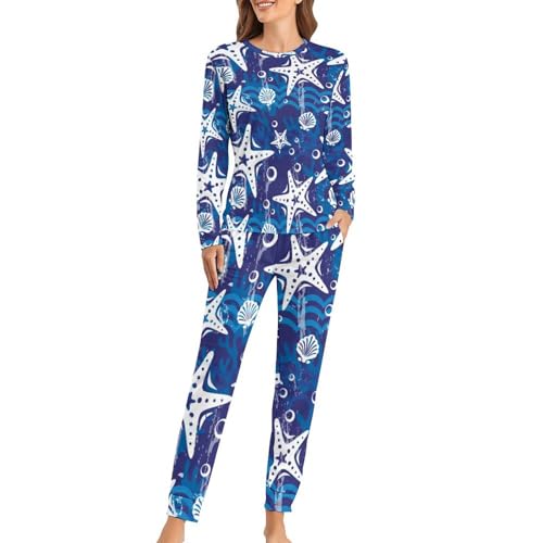 Ensemble de pyjama femme coquille d'étoile de mer t-shirt manches longues et pantalon