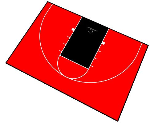 Outdoor Basketball Half Court Kit 44ft x 29ft -Lines and Edges Included-Made in The USA (Black/Red)