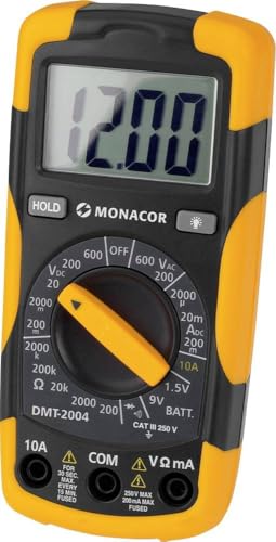 Monacor 29.2030 Digital-Multimeter, 21 mm, LCD-Display, Auflösung 2000 Ziffern