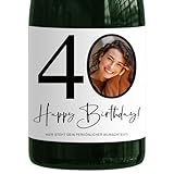 40. Geburtstag Sektetiketten personalisiert mit Foto Sekt Flaschenetiketten selbst gestalten Geburtstagsgeschenk Geschenk Sektflasche Etiketten 2 Stück | 9x13 cm