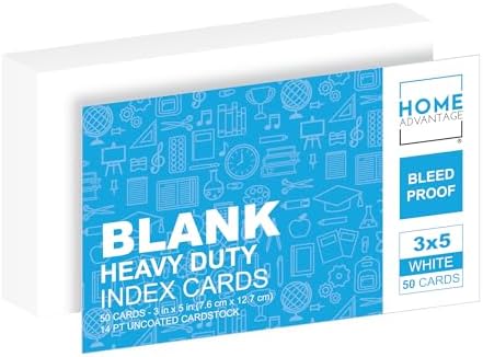 Home Advantage 3x5 Blank Index Cards - Our 50 Pack of Blank Note ...