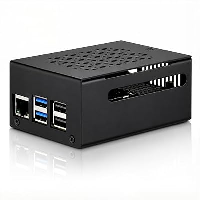 iUniker Metal Case Compatible with Raspberry Pi 5, Aluminum Pi 5 Case with Space for Active Cooler, M.2 NVMe HAT & POE HAT, GPIO Side Access, Vented Enclosure (Only Include Case)
