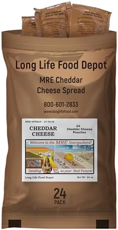 MRE Cheddar Cheese Spread (24-Pack), Long Shelf Life