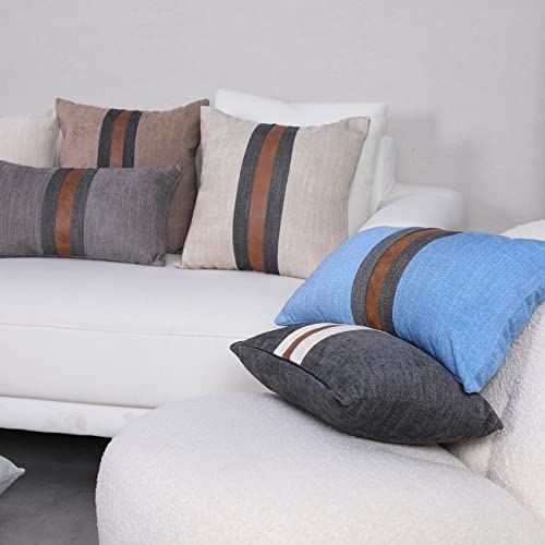 Boysum Farmhouse Decorative Outdoor Throw Pillow Covers For Couch Sofa Bed Brown Faux Leather Accent Pillow Cover Modern Decor Pillow Case 20 X 20 Inch (Coffee) #TOP6