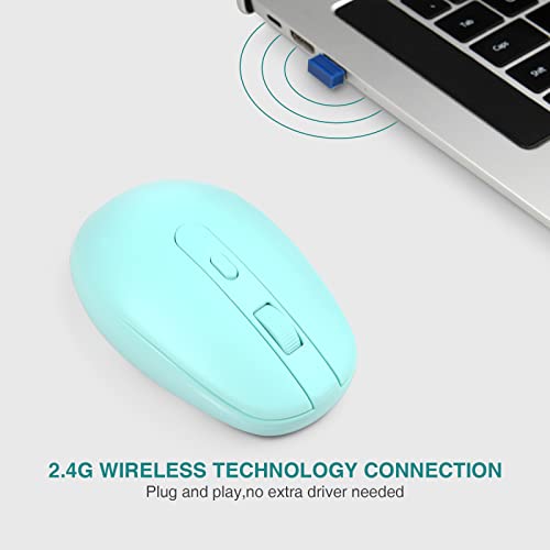 Rii Wireless Mouse Rm700 2.4G Silent Mouse With 3200 Dpi,Computer Mouse With Usb Nano Receiver For Laptop,Pc,Mac,Windows And School Work(Light Cyan) #TOP3
