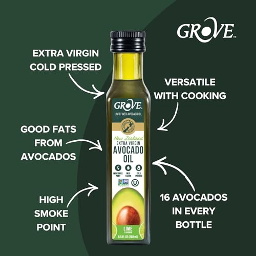 Image of Grove Lime Extra Virgin Avocado Oil, Cold Pressed, High Heat Cooking, 8.4oz