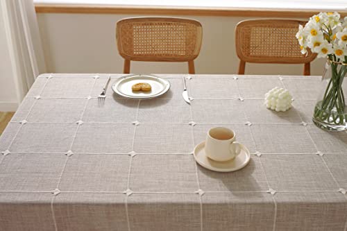 Laolitou Rustic Tablecloth Cotton Linen Waterproof Tablecloths Burlap Table Cloths For Kitchen Dining Cloth Table Cloth For Rectangle Tables Brown Plaids Rectangle,55''X70'',4-6 Seats #TOP2