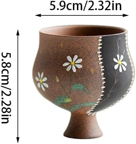 GSOUL Kungfu Tea cup Household High-foot Teacup Retro Kung Fu Ceramic Water Cup Suitable for Sake, Juice, Coffee Small Tea Cups