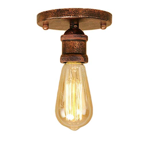 Retro Simple Plafonnier antique classique Lampe ampoule E27 Design Salon Rustique Studie Cuisine Couloir Lampe de Plafond Éclairage Vintage Métal Lampe Edison Bulb Rouille orange rouille Cover