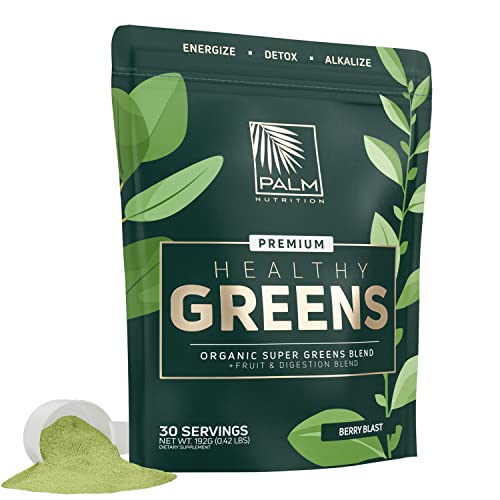 Healthy Greens Organic Superfood Powder (Berry Blast) - Premium Super Greens Blend with Ashwagandha, Spirulina, and Antioxidants | Energize, Detox and Alkalize with Healthy Greens Drink | 30 Servings