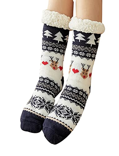 ZIOOER Chaussettes Chaussons Femme Chaussettes Anti-Dérapantes Pantoufles Chaussettes d'Hiver Chaudes Noël Socks Orignal 3 Cover