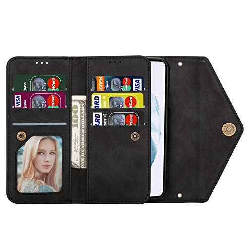 Lhyxuuk Capa tipo carteira para Galaxy S23 Ultra, estojo S23 Ultra com cordão com porta-cartões, bol