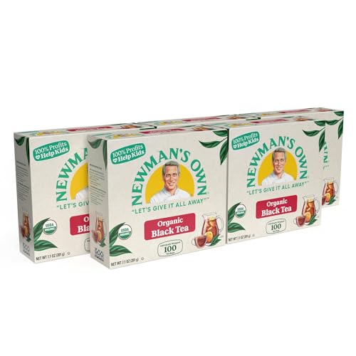 Newman’s Own Organic Black Tea, 100 Tea Bags, Pack of 5, USDA Organic