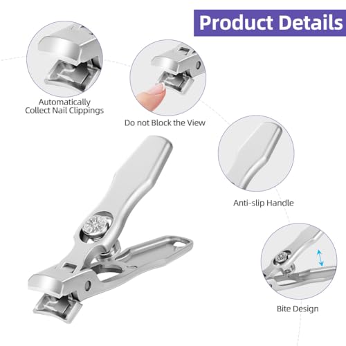 LOPHE Nail Clippers for Thick Nails Professional Stainless Steel Nail Cutter, Toenail Clipper with Glass File - Image 3
