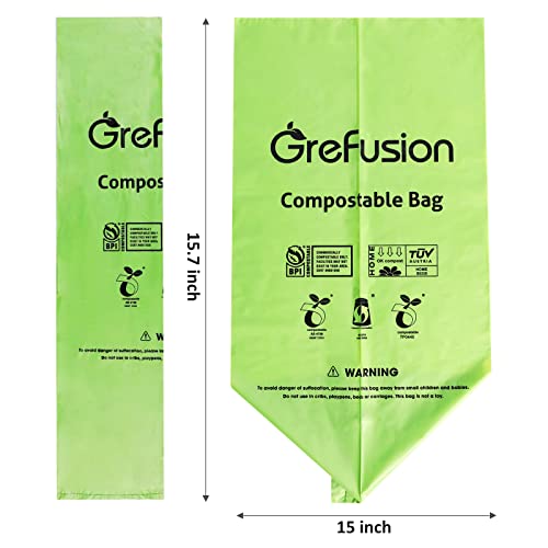 GreFusion Compostable Trash Bags for Kitchen Compost Bin 1.2 Gallon,150