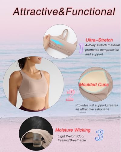 Image of RUNNING GIRL High Impact Sports Bras for Women,Racerback Running Bra Workout Crop Tank Tops Longline Sports Bra Push up