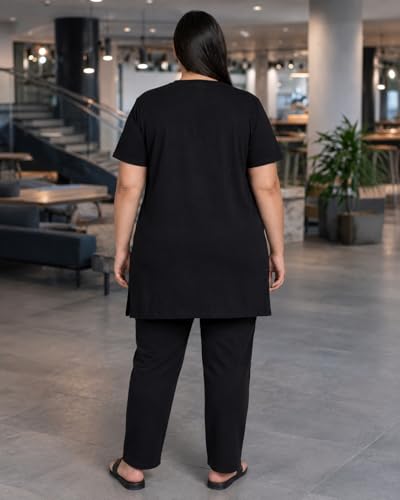 Image of In Love Women's Printed Cotton Plus Size Longline T-Shirt with Pockets | Cotton fabric - soft longline T-shirt with easy plus-size fit