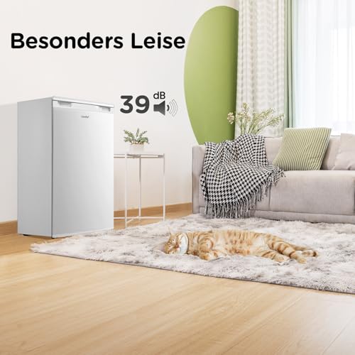 Comfee RCD133WH3(E) Kühlschrank, 131L Kühlschrank ohne Gefrierfach, Inverter-Kompressor, Obst-und Gemüsefach, 84.5cm Hx55.3cm B, 72 kWh pro Jahr, Einstellbare Temperaturregelung, verstellbare Füße