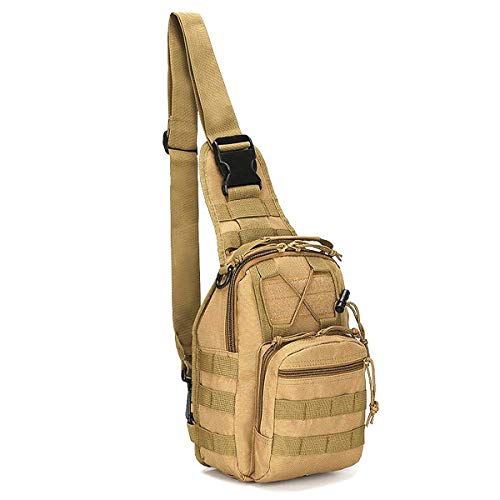 LBlanco Tactical backpack Shoulder Bag, Military Sport Bag Outdoor Small Chest Pack for Men Miss Traveling, Trekking, Camping, Sling Daypack Army Bag（Khaki）
