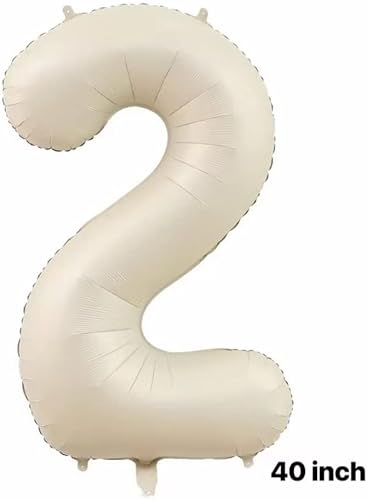 Miniatura 8 de Juego de globos de corona de números blancos crema de 40 pulgadas globos de número 4 blancos decoraciones de fiesta de cumpleaños número 4 Número 4