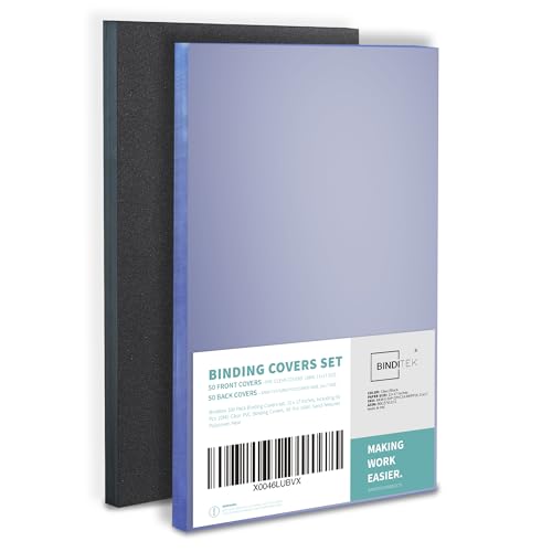 Image of Binditek 100 Pack Binding Covers Set, 11x17 Inches, 10Mil PVC & 16Mil Poly